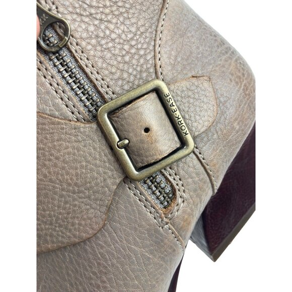 *Kork-Ease Isa Taupe Leather Booties Womens Size 6.5 Moto Buckle Zip Strap Boots - Picture 10 of 16